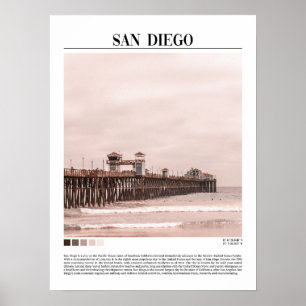 San Diego California USA Minimalist Wll Art Poster
