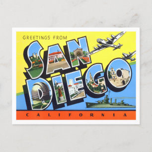 San Diego, California Vintage Big Letters Postcard