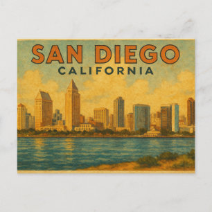 San Diego California vintage Skyline Postcard