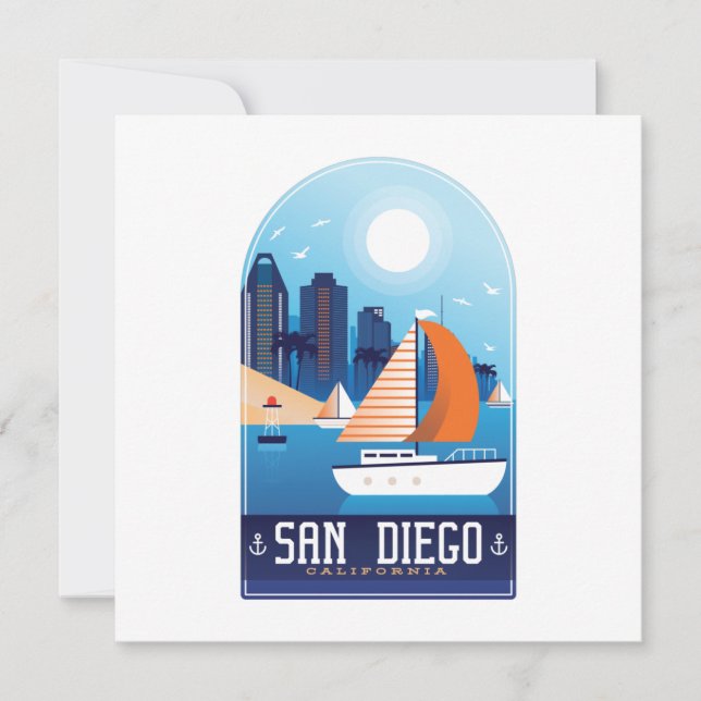 San Diego California Vintage Travel Greeting Card (Front)