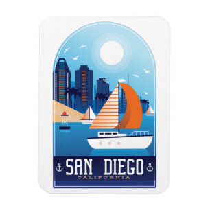 San Diego California Vintage Travel Magnet