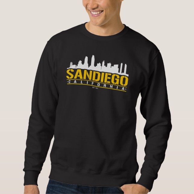 San Diego California White Brown & Gold Baseball I Sweatshirt (Front)