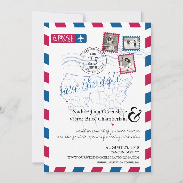 San Diego Cancun Airmail Save The Date (Front)