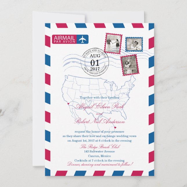 San Diego Cancun Airmail | WEDDING Invitation (Front)