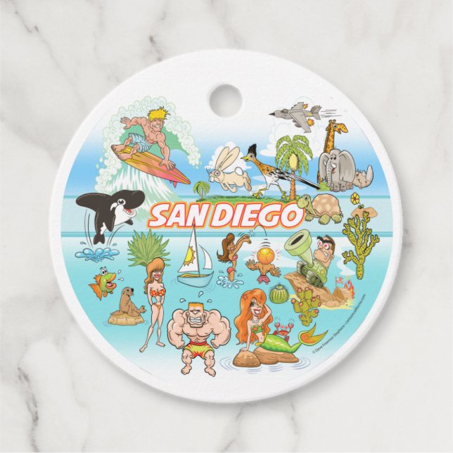 San Diego Cartoon Favour Tags (Front)
