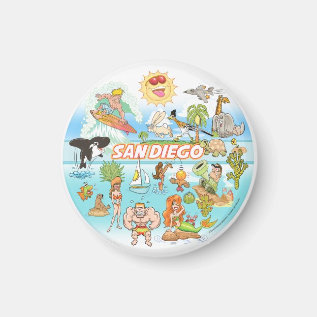 San Diego Cartoon Magnet (Front)