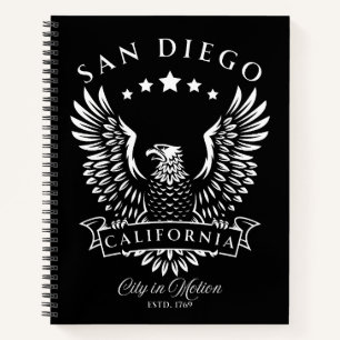 San Diego City in Motion California Vintage Eagle Notebook