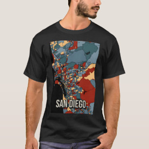 San Diego City Map - Colourful Abstract Earthtone T-Shirt