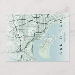 San Diego City Map Minimal Postcard