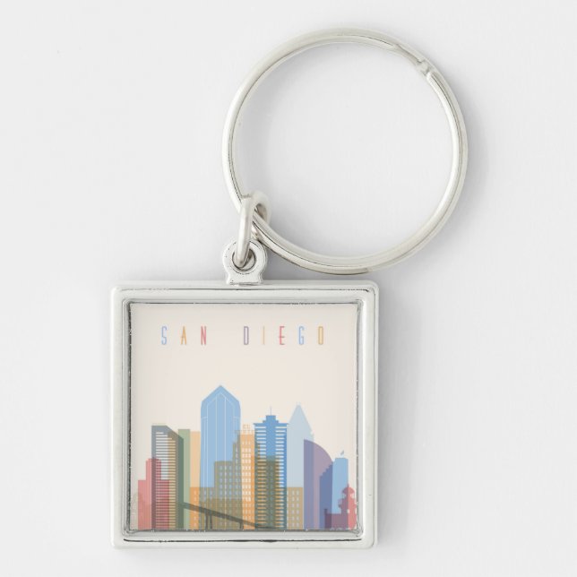 San Diego City Skyline Key Ring (Front)