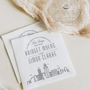 San Diego Deco Skyline   Wedding Event Napkins