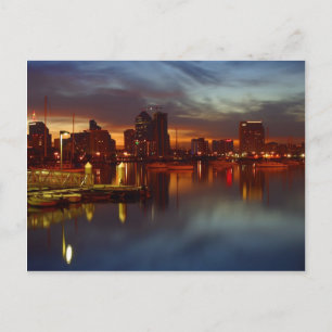 San Diego Docks Night Postcard
