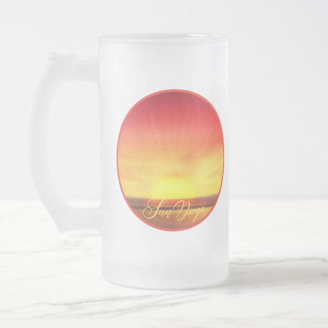 San Diego Fall Colours Frosted Glass Beer Mug (Left)