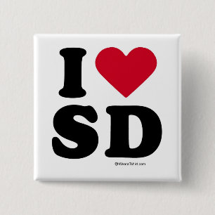 SAN DIEGO - "I LOVE SD" "I LOVE SAN DIEGO" 15 CM SQUARE BADGE