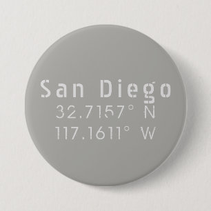 San Diego Latitude Longitude 7.5 Cm Round Badge