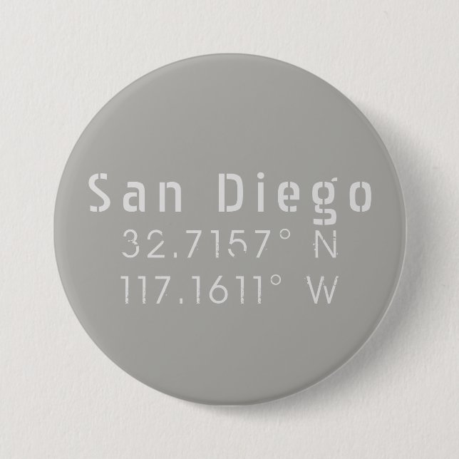 San Diego Latitude Longitude 7.5 Cm Round Badge (Front)