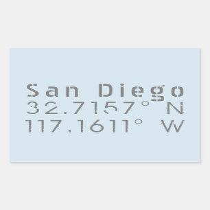 San Diego Latitude Longitude Rectangular Sticker