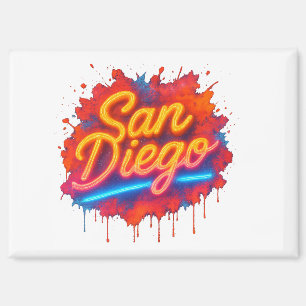 San Diego Neon Street Art – Colourful Retro Script Magnet