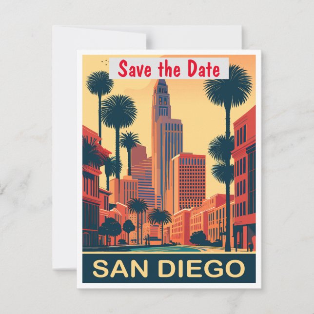 San Diego Palms Yellow Wedding Invitation (Front)