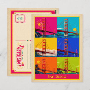 San Diego Postcard California Golden Gate Bridge