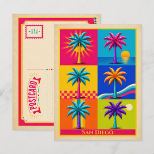 San Diego Postcard California Palm Tree Vintage