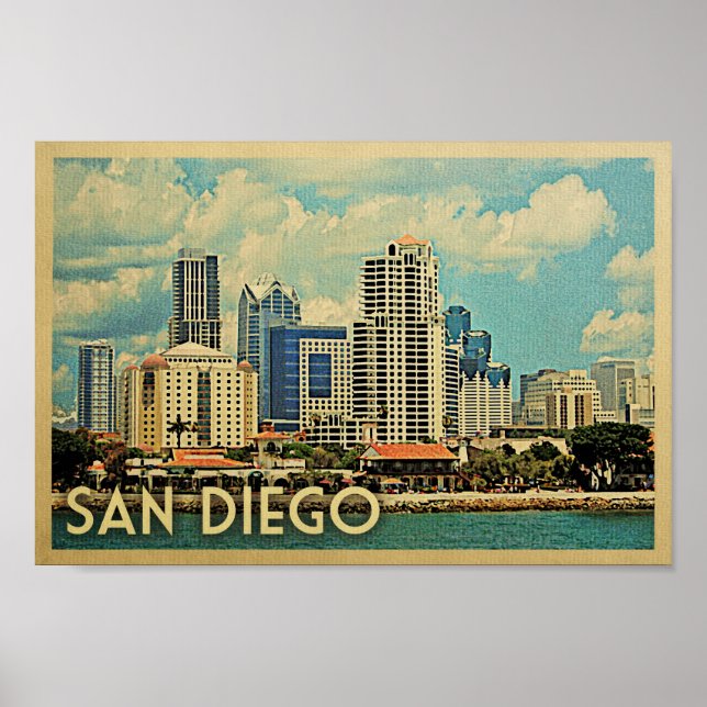 San Diego Poster Vintage Travel Poster California (Front)
