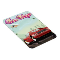 San Diego red sports car 1988 travel poster