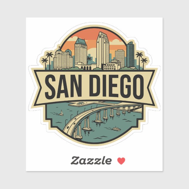 San diego Retro Skyline California Vintage Travel (Sheet)