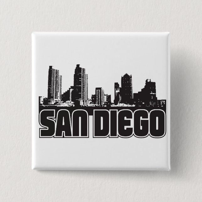 San Diego Skyline 15 Cm Square Badge (Front)