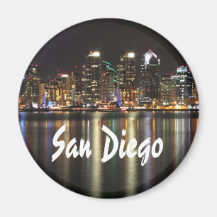 San Diego Skyline at night across the water Magnet