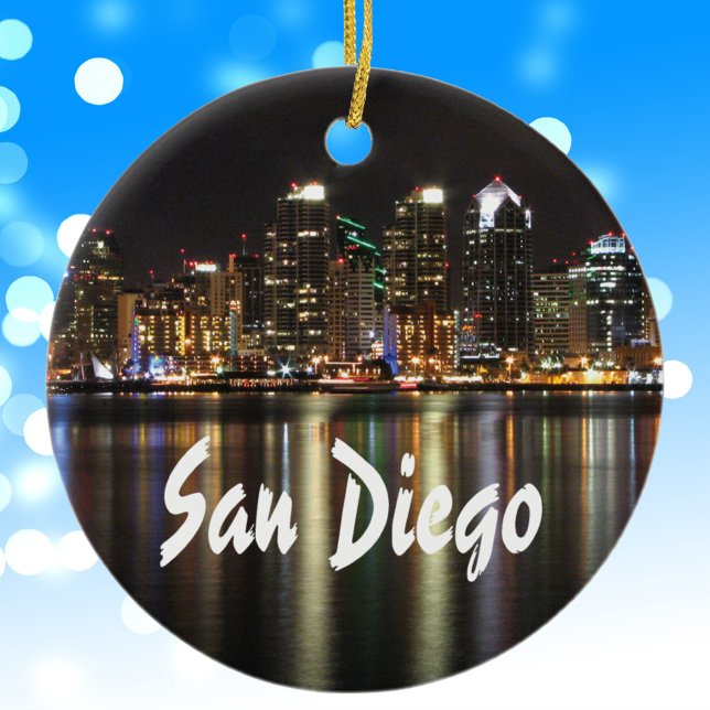 San Diego Skyline at night Ceramic Tree Decoration (Creator Uploaded)