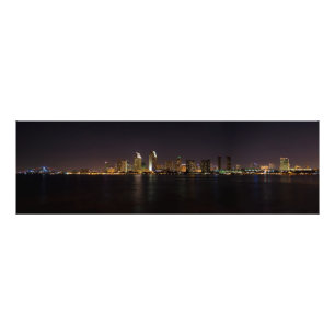 San Diego Skyline at night Photo Print