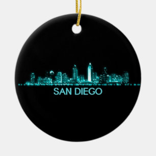 San Diego Skyline Ceramic Tree Decoration