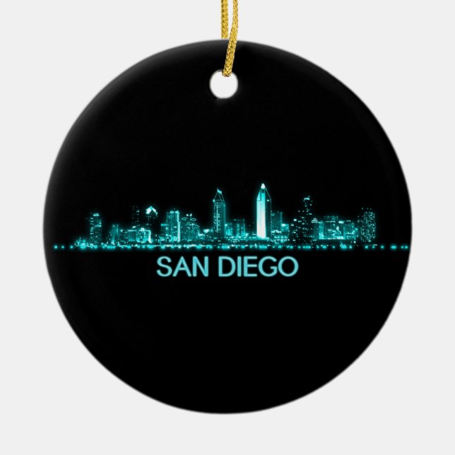 San Diego Skyline Ceramic Tree Decoration (Front)