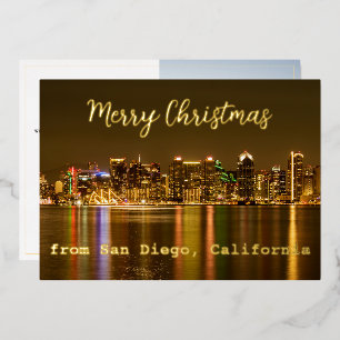 San Diego Skyline Custom Gold Foil Christmas