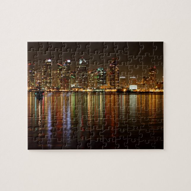 San Diego Skyline Night Jigsaw Puzzle (Horizontal)