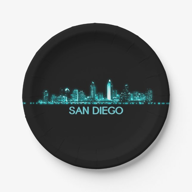 San Diego Skyline Paper Plate (Front)