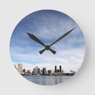 San Diego Skyline Round Clock