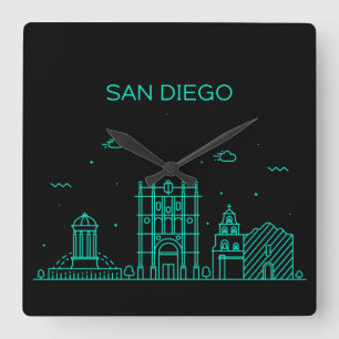 San Diego skyline Square Wall Clock