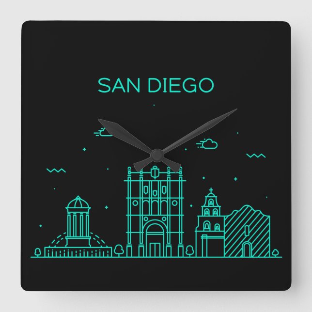 San Diego skyline Square Wall Clock (Front)