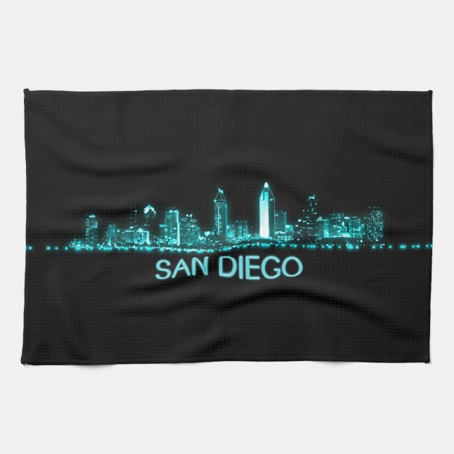 San Diego Skyline Tea Towel (Horizontal)