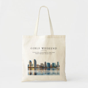 San Diego Skyline Watercolor Girls Weekend Tote Bag