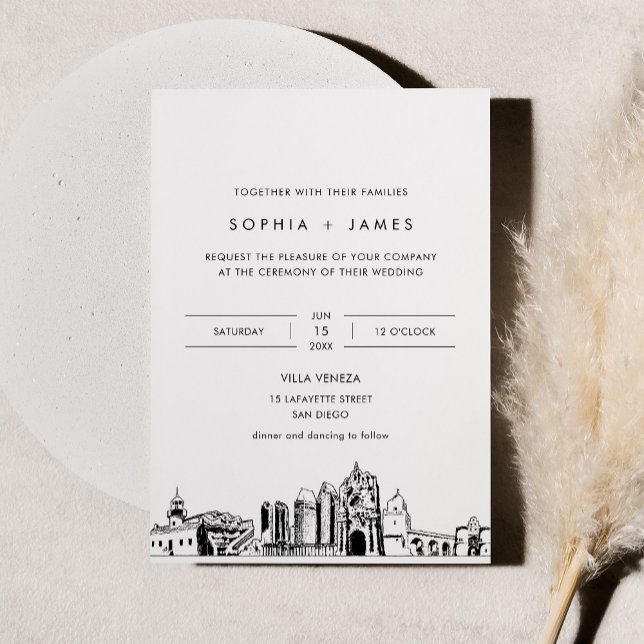 San Diego Skyline Wedding Invitation with Photo (Creator Uploaded)