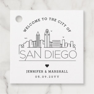 San Diego Skyline   Wedding Welcome Favour Tags