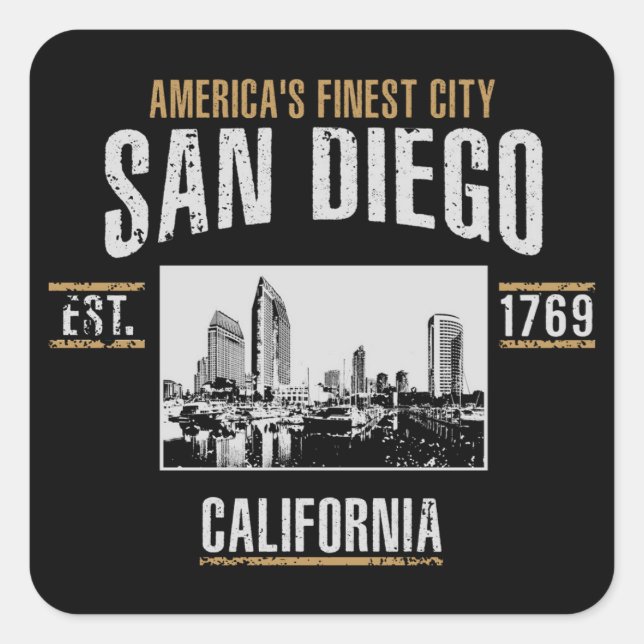 San Diego Square Sticker (Front)