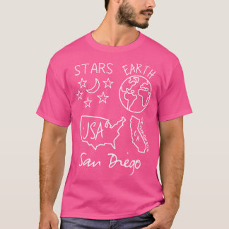San Diego Stars Earth USA California White Text an T-Shirt