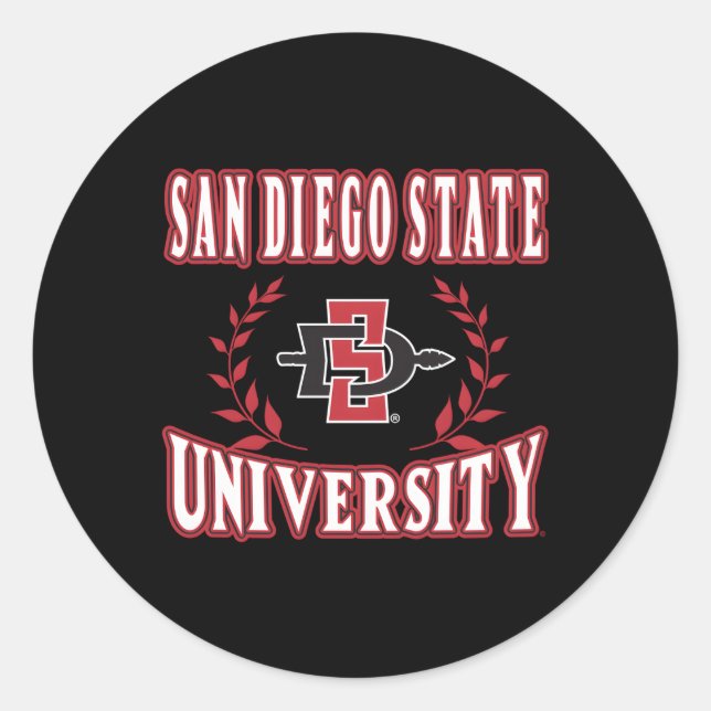 San Diego State Aztecs Laurels Black Classic Round Sticker (Front)