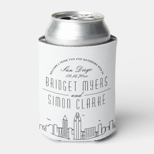 San Diego Stylised Skyline | Wedding Can Cooler (Can Front)