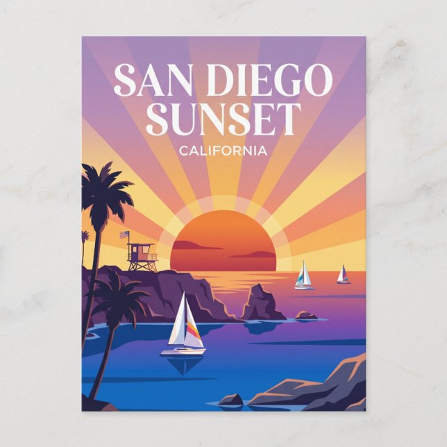 San Diego Sunset California Postcard (Front)