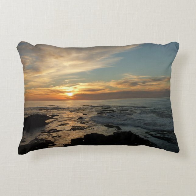 San Diego Sunset I California Seascape Decorative Cushion (Front)